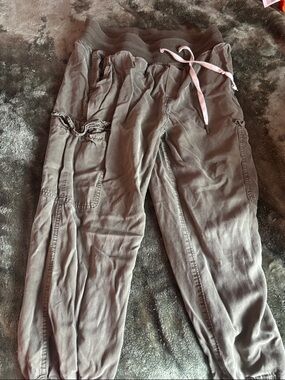 Aerie Olive Green Jogger Pants with Pink Drawstring
